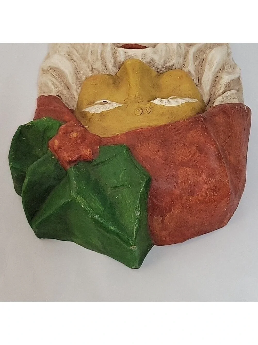 Vtg Large Paper Mache Santa Face Wall Hanging, Display